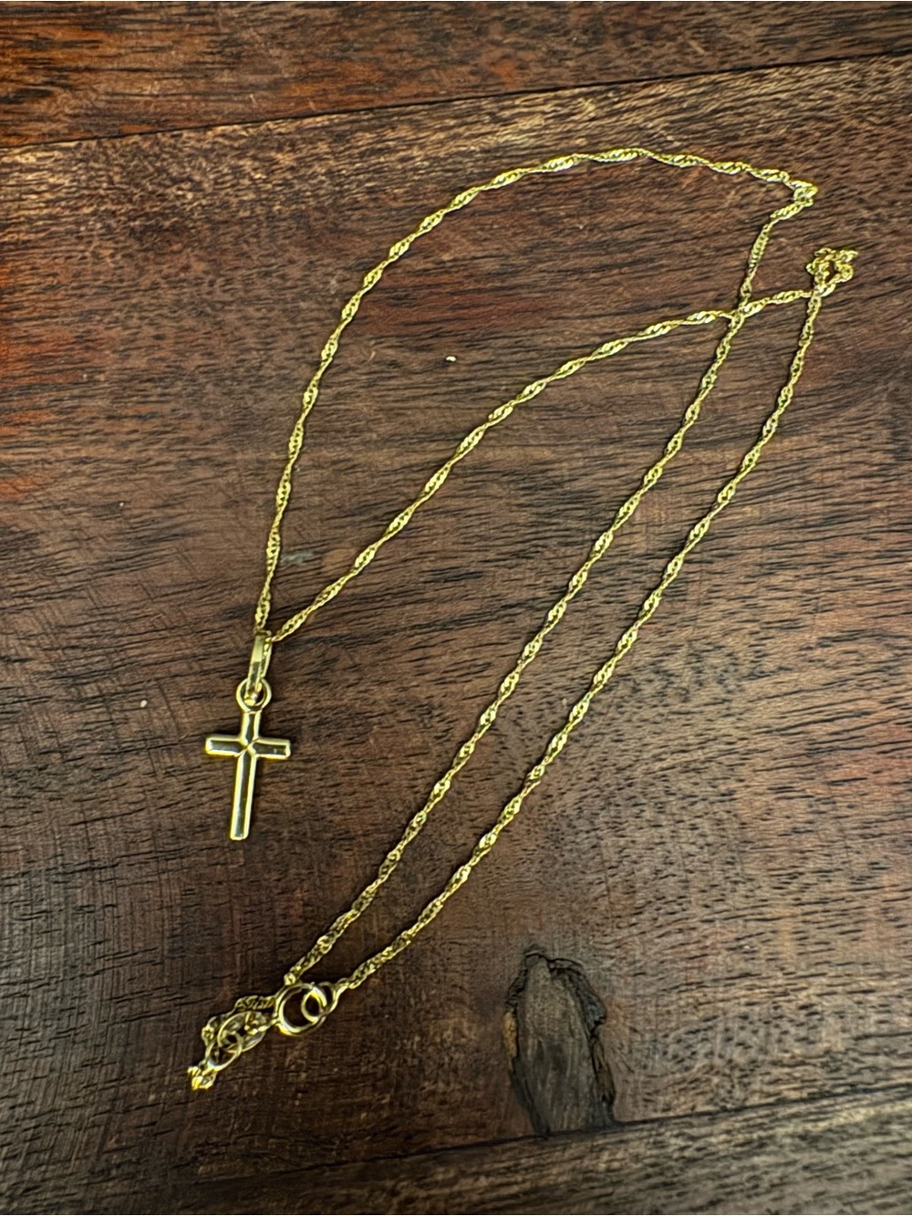 Baby Beau & Belle gold cross necklace